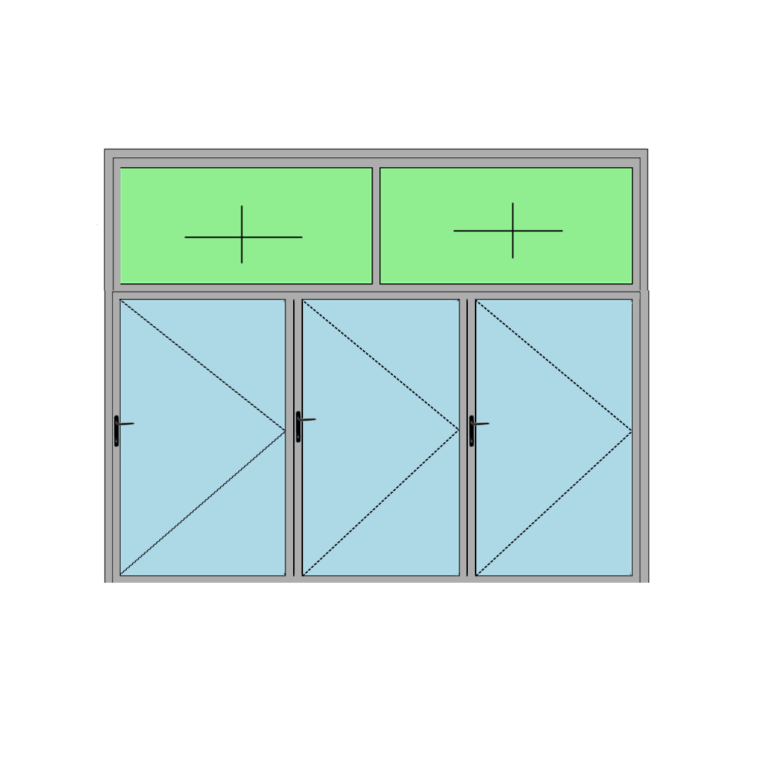 Casement Window Triple Shutter With Top Fixed
